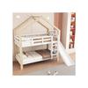 Bunk Bed - MUVOE - House with Slide - Angled Ladder - Solid Wood - 2 Places