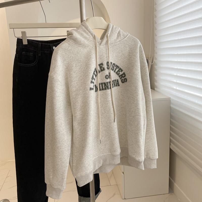 Women Long Sleeve Hooded V Neck Loose Pullovers Female Tops Solid Color Sweatshirts