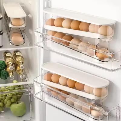 Bilayer Fridge Egg Storage Box Automatic Rolling Eggs Holder Rack Ladder Style Refrigerator Eggs Dispenser Egg Organizer Holder