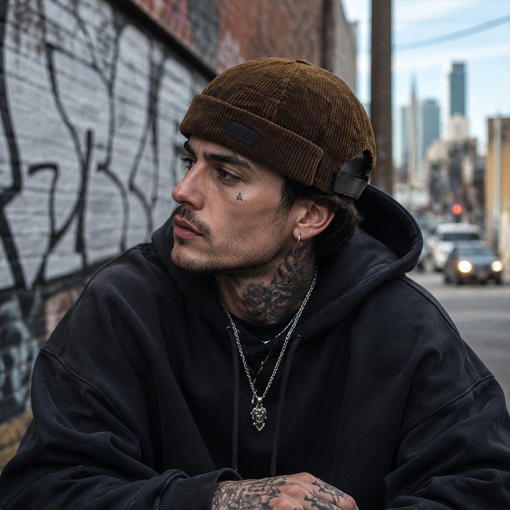 Soft Corduroy Streetwear Hip Hop Hat Adjustable Dome Hat Vintage Landlord Hat  Daily Casual Wear