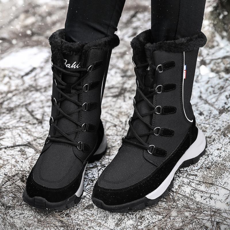 Winter cotton shoes women's thickened long-haired velvet warm women's snow boots cold high-top shoes medium tube casual shoes