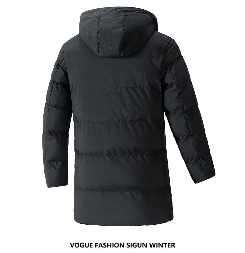 Herren Übergröße Mittellange Kapuzen-Winterjacke - Warmer Baumwollmantel