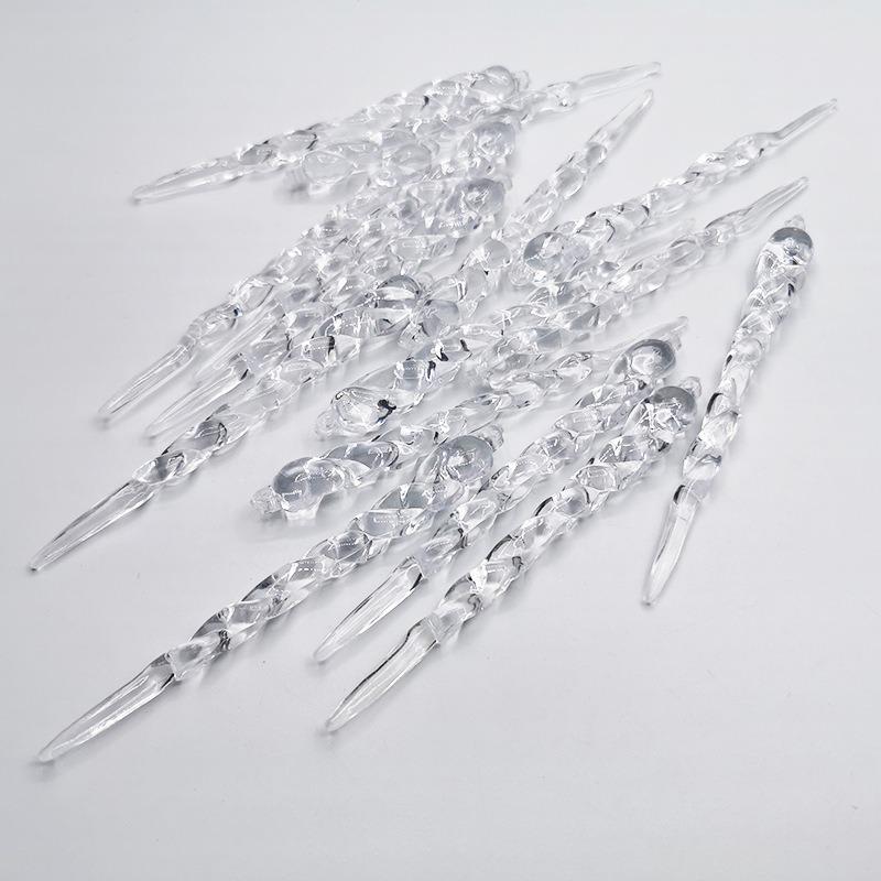 Creative Christmas decorations, transparent real ice pick with threaded ice bar pendant hanging benzene ice cream.