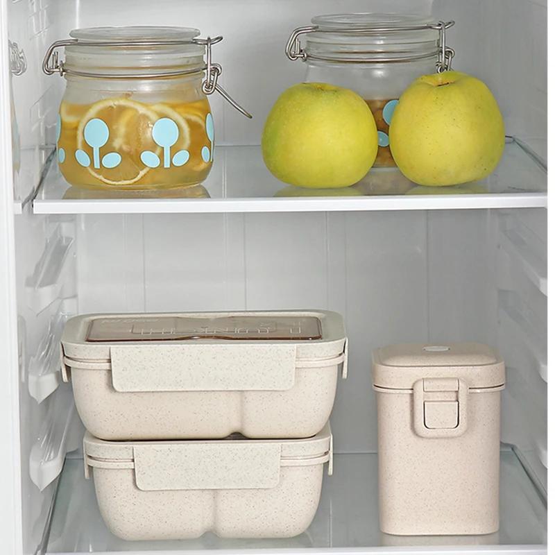 1pc Wheat Straw Lunch Box Healthy BPA Free Bento Boxes Microwave Dinnerware Food Storage Container Lunch Box for Kids