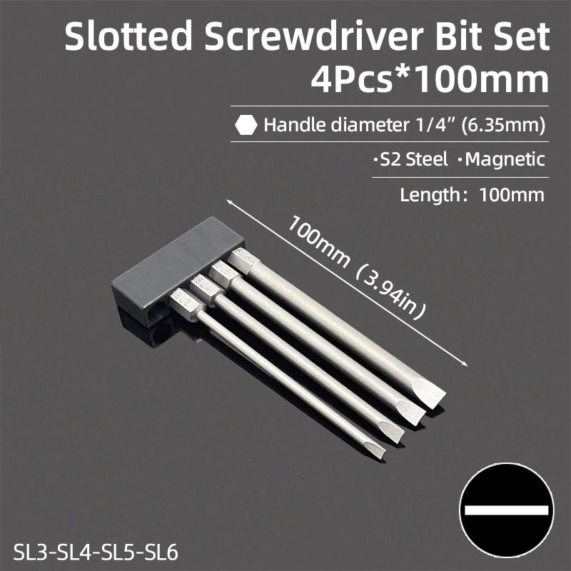

Набор бит для отвертки с плоским шлицем 50/100 мм 2,0-6,0 мм, магнитный наконечник, шлицевая отвертка, сверло с шестигранным хвостовиком 1/4 дюйма, ручные/электрические инструменты