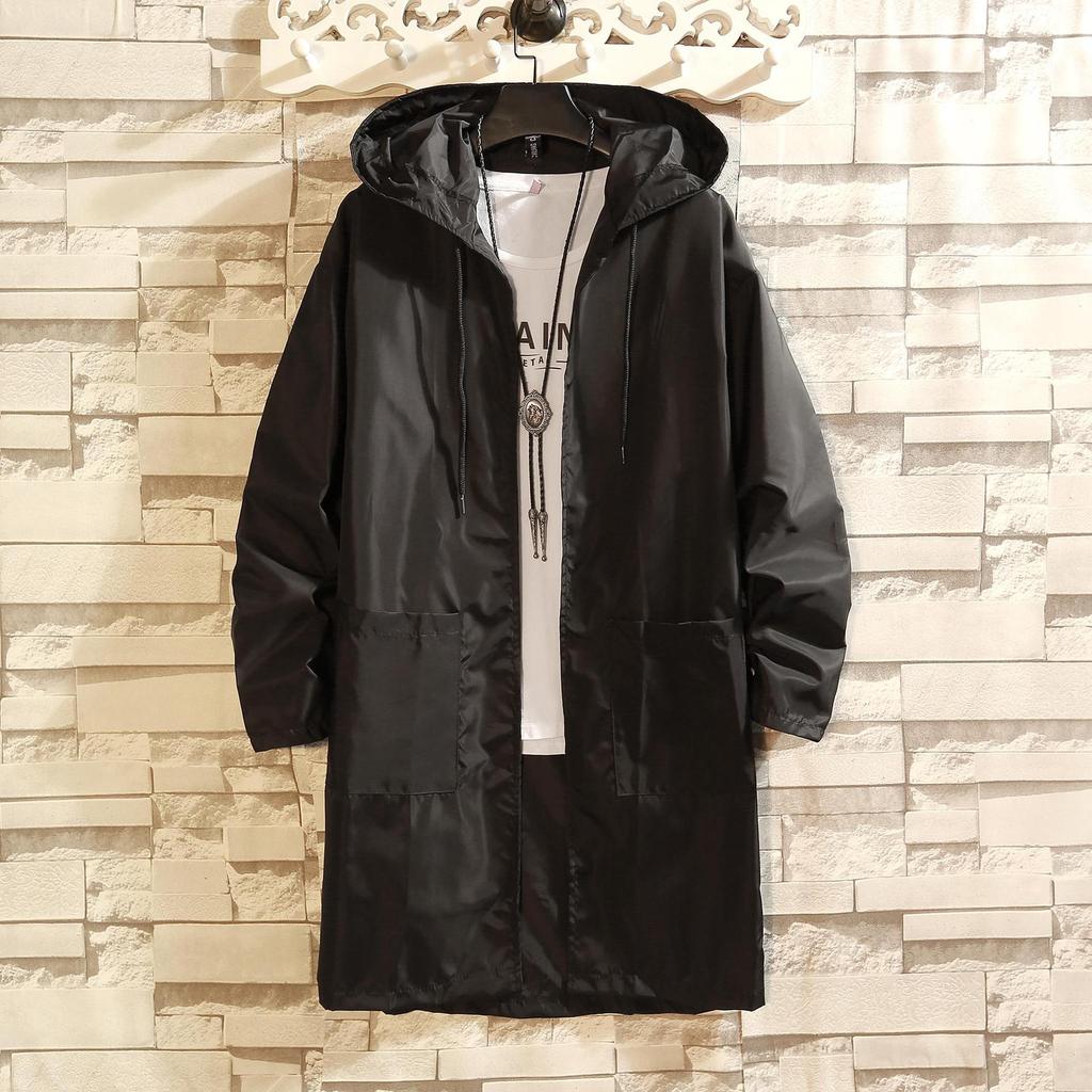 Giacca con cappuccio da uomo a sezione sottile per primavera e autunno, giacca a vento casual leggera di taglia grande con protezione solare