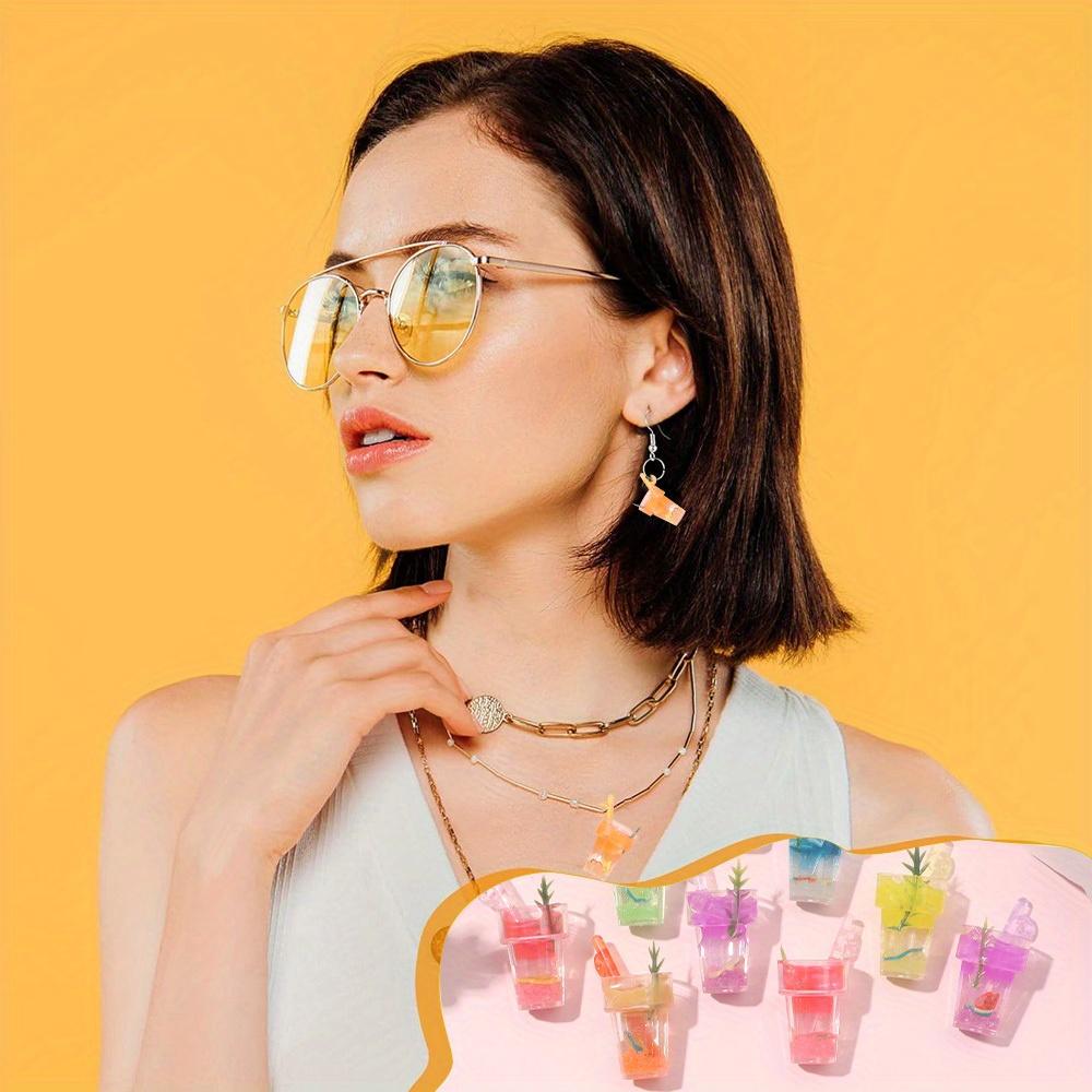 6/12/18pcs Resin Material Luminous Cup Pendant Bottle Pendant Resin Cup Pendant DIY Summer Beach Ankle Bracelet Earrings Keychain