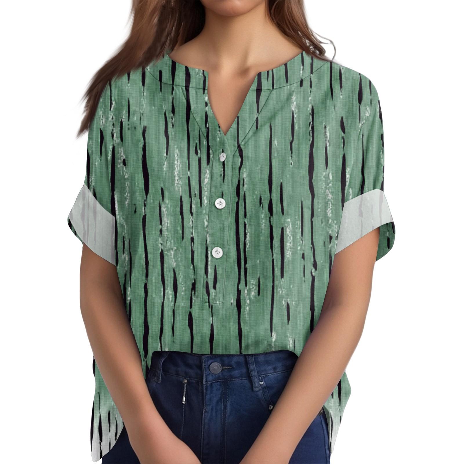 

Женская хлопково-льняная футболка с круглым вырезом, коротким рукавом и пуговицами, футболка с принтом XL