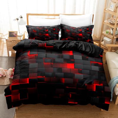 Cool Fashion Bedding Set Duvet Cover Set (Without Core) Red Grid Print Bedding Set Comforter Cover Gift For Halloween Decor