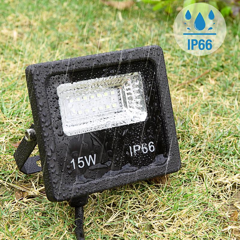 15W Intelligent Bluetooth LED Flood Light APP Controls Outdoor Courtyard Lighting Lamp Dimmable RGB Floodlight
