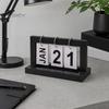 Perpetual Desk Calendar Daily Flip Calendar, with Solid Wood Metal Support Pole Base, Wooden Page-turning Ornament, Minimalist Office And Home