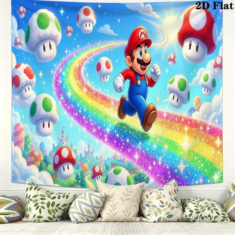 Mario Wall Tapestry Aesthetic Wall Hanging Printed Fabric Blanket Decorative Tapestries for Bedroom Living Room Home Decor