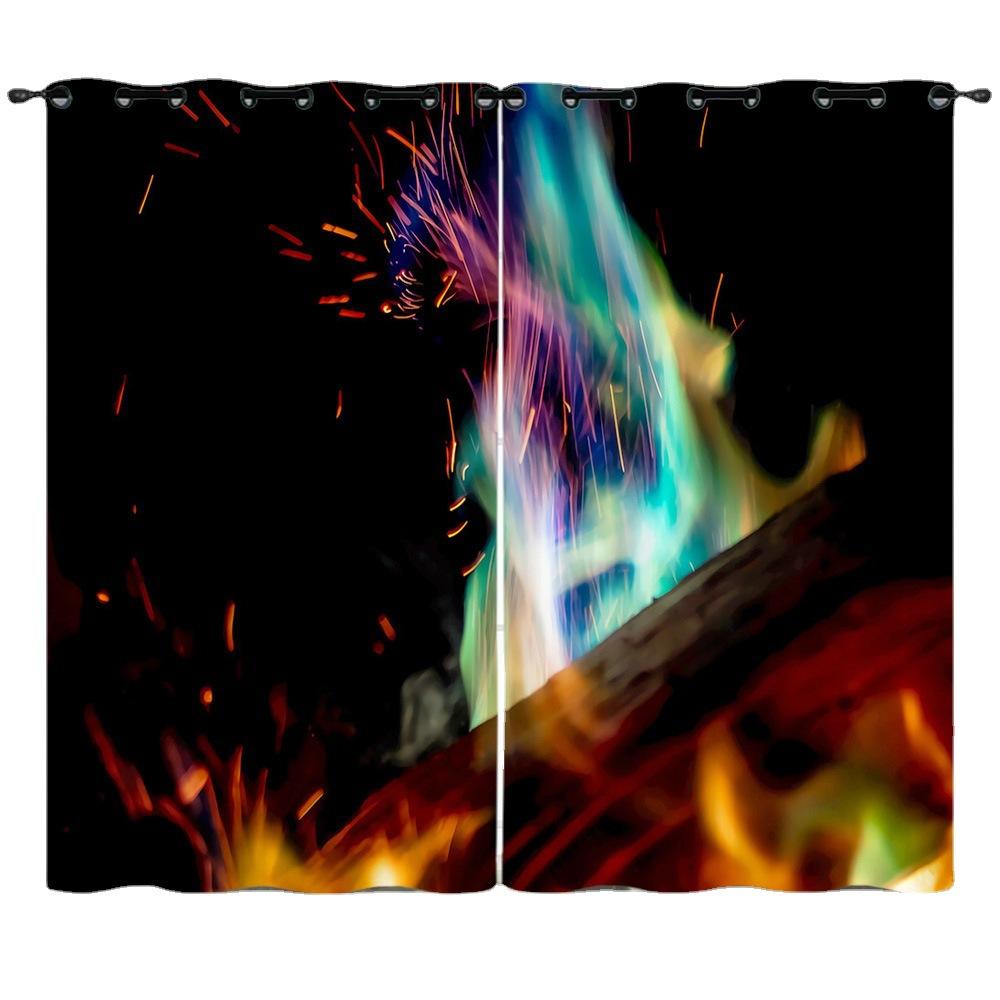Vorhang Lagerfeuer 3D Digitaldruck Verdunkelungsvorhang Ösen