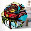 1pc Rose StainedGlass Automatic Folding Umbrella - Lightweight, Retractable Design with 8-Rib Durability, Perfect for Outdoor178