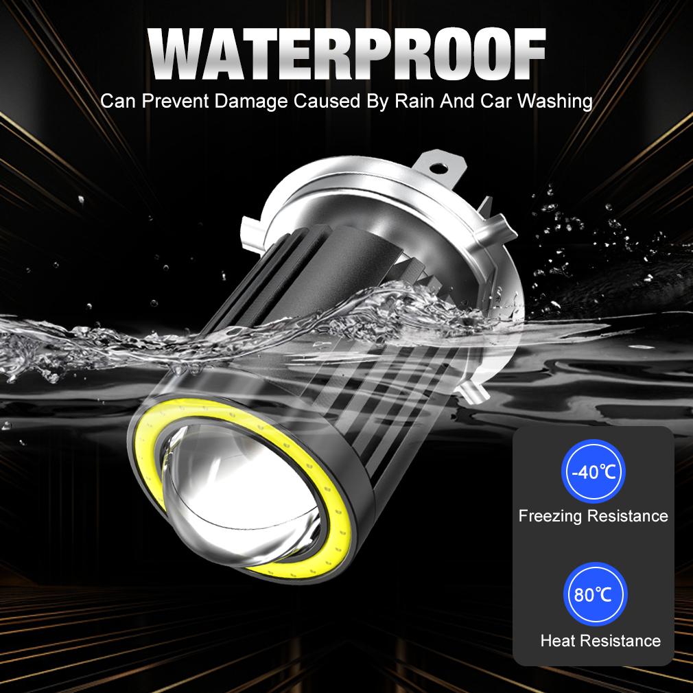 1 Adet 12-80V Evrensel H4 LED Motosiklet Farı 16000Lm BA20D H6 Melek Göz Motor Led Ampul CSP Çip Lens Motosiklet Farı Beyaz Sarı Hi Lo Işın