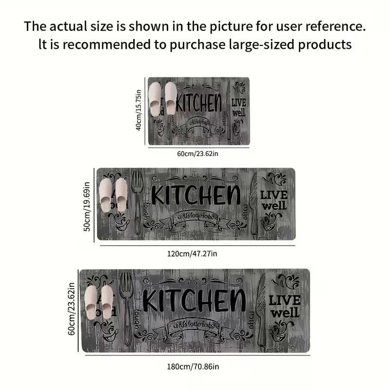 Dark Gray Kitchen Rug, Laundry Room Mat, Made of Plush Material, 1.19 cm Thick, Water-absorbent and Slip-resistant. Suitable for Entryways, Bedrooms,