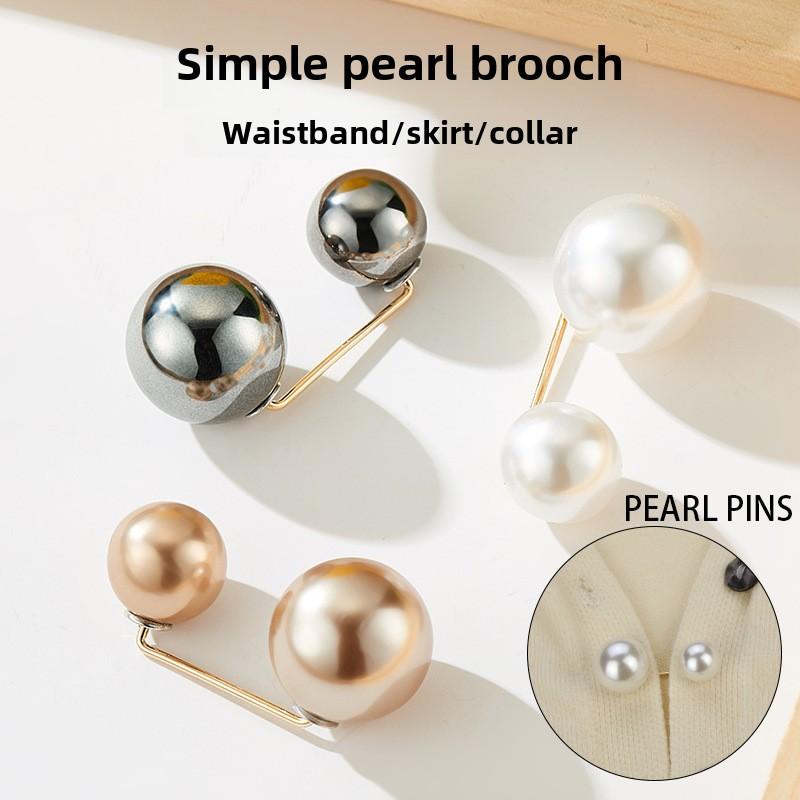 1PCS pearl non-slip safety pins Dress brooch decoration dress waist fastening pins collar adjustment scarf safety fashion