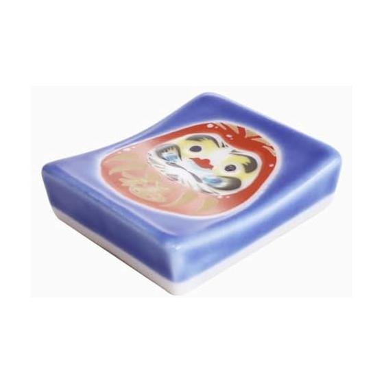 Japanese Kutani Ware Porcelain Chopstick Rests with Pouch - Daruma Design, Hokuriku Traditional Craft, Artistic Gift