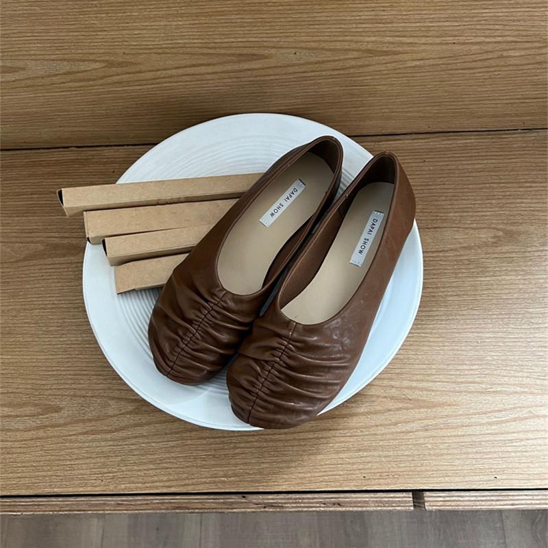 Fashion IPPEUM Ballet Flats Burgundy PU Leather Round Toe 2025 New Mary Janes Women Ballerina Shoes