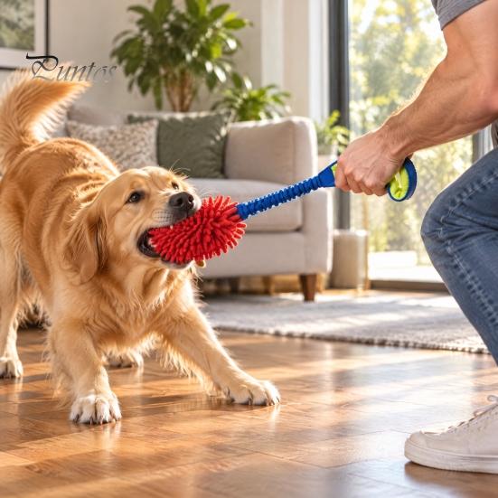 Tough Dog Toys with Handles Rope Toy, Durable Interactive Plush Tug Reinforced Handles, Chew Dental Cleaning Polyester Toy for Small Large Dogs