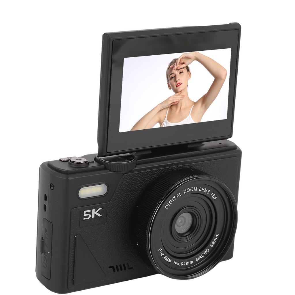 Digital Camera 5K 75MP HD 18X Zooming Autofocus 180 Degree   Screen Anti Shake Retro Digital Camera for Selfie Travel