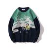 Unisex Sweter z Dzianiny z Retro Haftem Kreskówkowym Luźny Krój Okrągły Dekolt Pulower Codzienne Ubranie