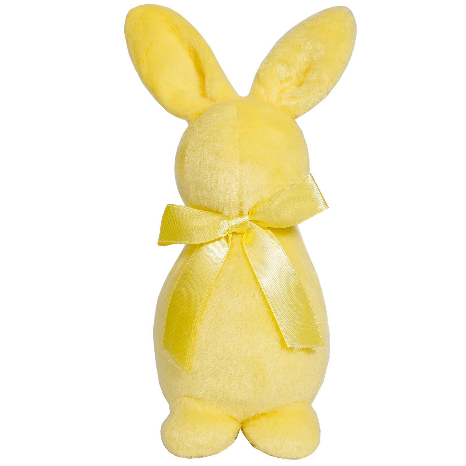Easter Bunny Plush Doll with Bow - Yellow, Pink, Green Ornament жёлтый