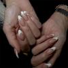 24Pcs French Almond False Nails Pink Stiletto Press On Nails With White Edge Design And Glue Simple Wearable Nail Tips