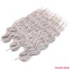 Anna Hair Synthetische, lockere Deep Wave Flechthaar-Extensions, 60 cm (24 Zoll), Wasserwellen-Zopfhaar, dunkelbraunes Twist-Crochet-Lockenhaar