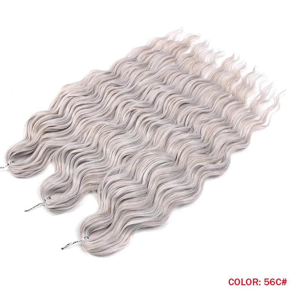 Anna Hair Synthetische, lockere Deep Wave Flechthaar-Extensions, 60 cm (24 Zoll), Wasserwellen-Zopfhaar, dunkelbraunes Twist-Crochet-Lockenhaar