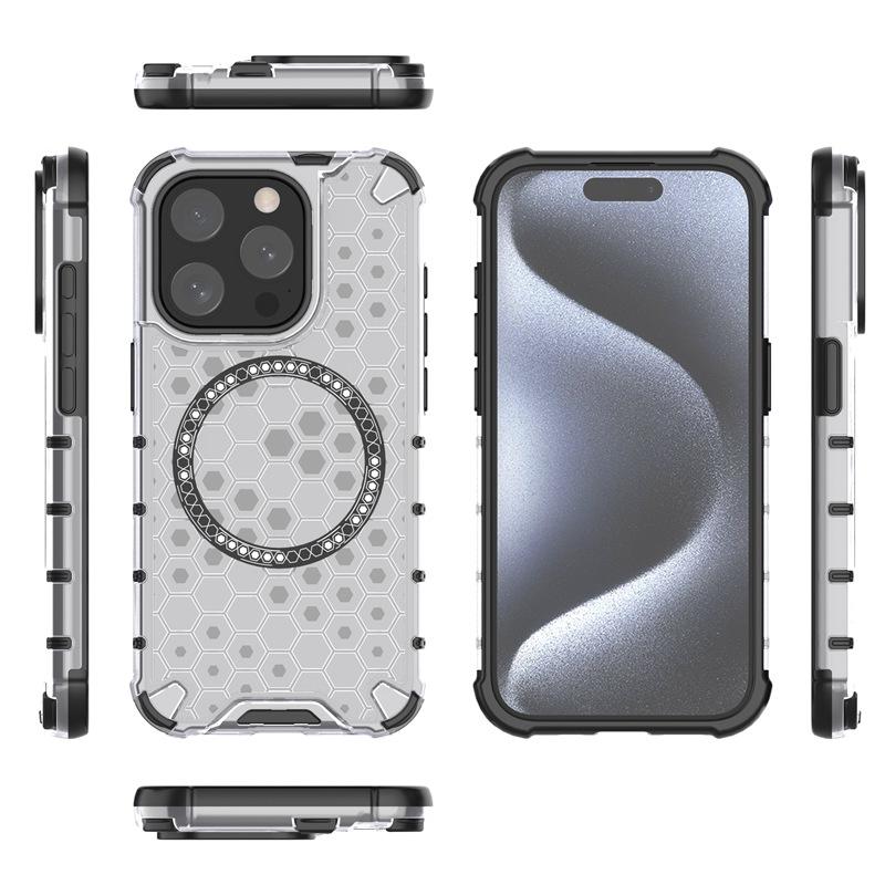 Applicable iPhone17Pro max 2-in-1 heat dissipation protective case Apple 16 honeycomb magnetic suction anti-drop mobile phone case