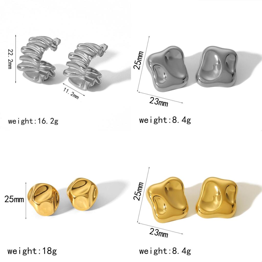 Brincos Minimalistas de Aço Para Mulheres Com Design Geométrico Dobrado Perfeitos Para a Moda de Verão