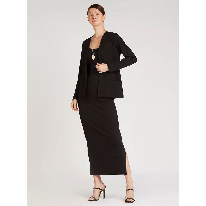 

Sunshine Spring and Summer New Arrival Export European and American plus Size Women s Clothes Straight-leg Skirt Slit Waist Slim Looking Knitted Dress Black L: Waist 80-90