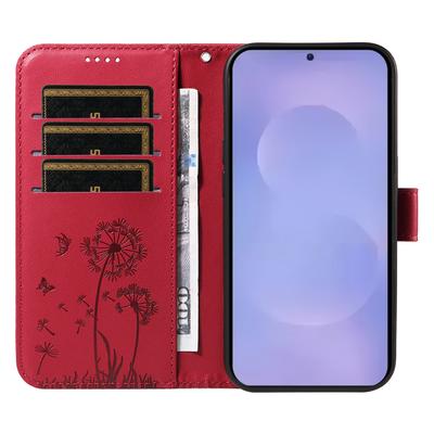 For Samsung Galaxy S26+ Leather Wallet Case with Strap Dandelion Imprint Phone Stand Cover