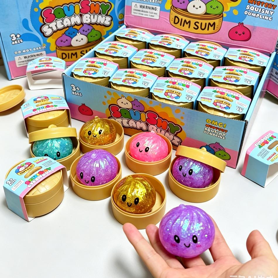 Mini Glitter Dumpling Glitter Dumpling Squishy With Box Dumplings Sensory Squeeze Toy For Stress Relief