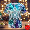 Funny 3D Snowflake Print Men's T Shirt Christmas Casual Loose Short Sleeve Tops Fashion New Year Gift