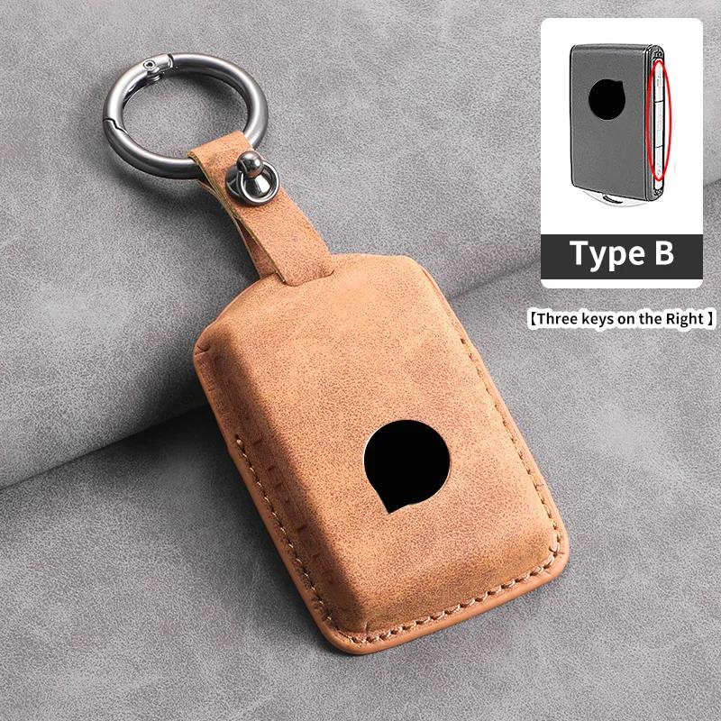 3 Button Leather Car Key Case Cover for Volvo S60 S90 XC40 XC60 XC90 V60 V90 T6 T8 Auto Key Shell Protection Accessaries