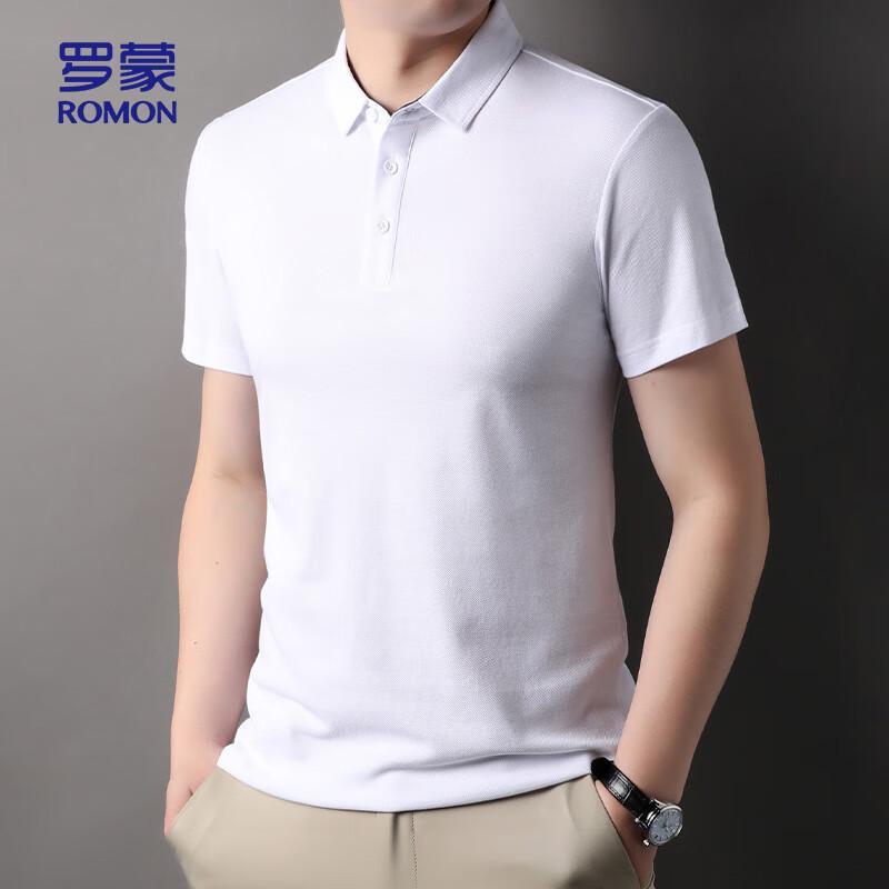 Romon Men's Solid Cotton Short Sleeve Polo Shirt