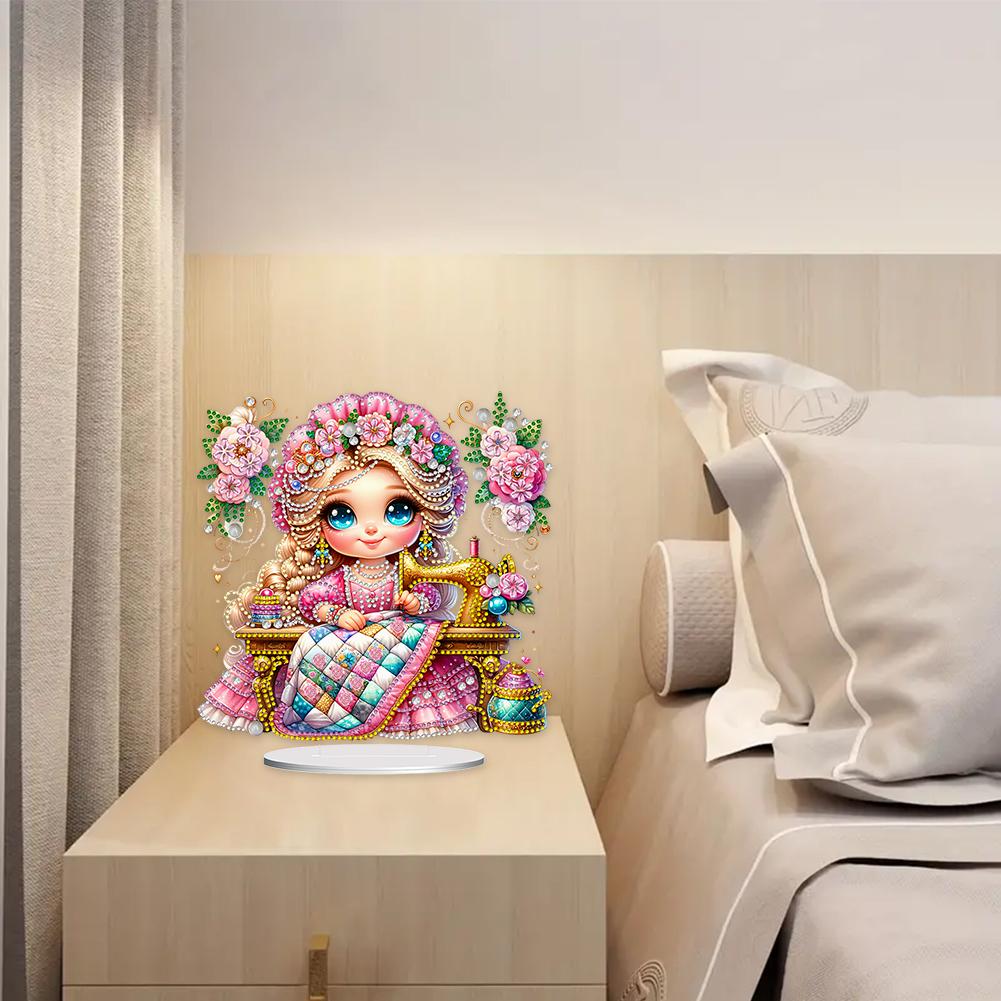 2D Flachdruck Mädchen DIY Doppelseitig Bedruckt Einseitig Bohrer Diamantmalerei Schreibtischdekorationen für Zuhause Büro Schreibtischdekor