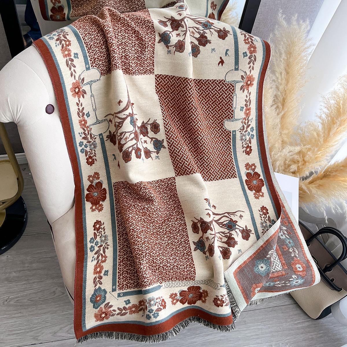 

400G thickened star with the same imitation cashmere thermal scarf for women s high-end office air conditioner shawl for women 185x65cm