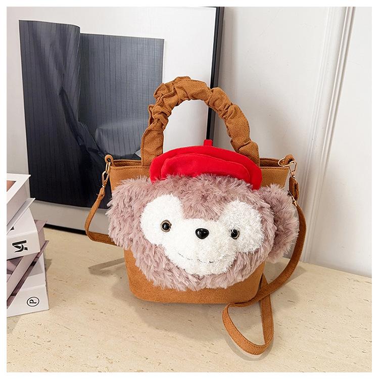 Autumn And Winter Small Leopard Print Bag Is Popular And Versatile One-shoulder Crossbody Bag Cute Cartoon Cat Portable Bucket Bag