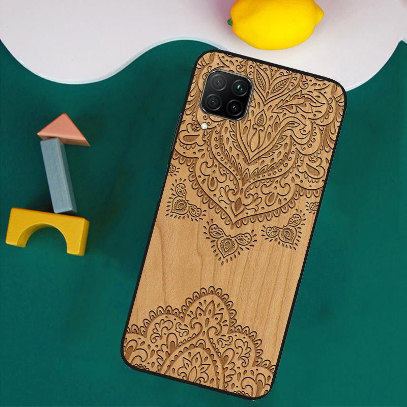 Mandala Floral Wood Case For Huawei P30 Pro P20 P40 Lite Nova 8i 3i 7i 11i 9 10 SE 5T Y60 Y61 Y70 Y90 Y91 Cover