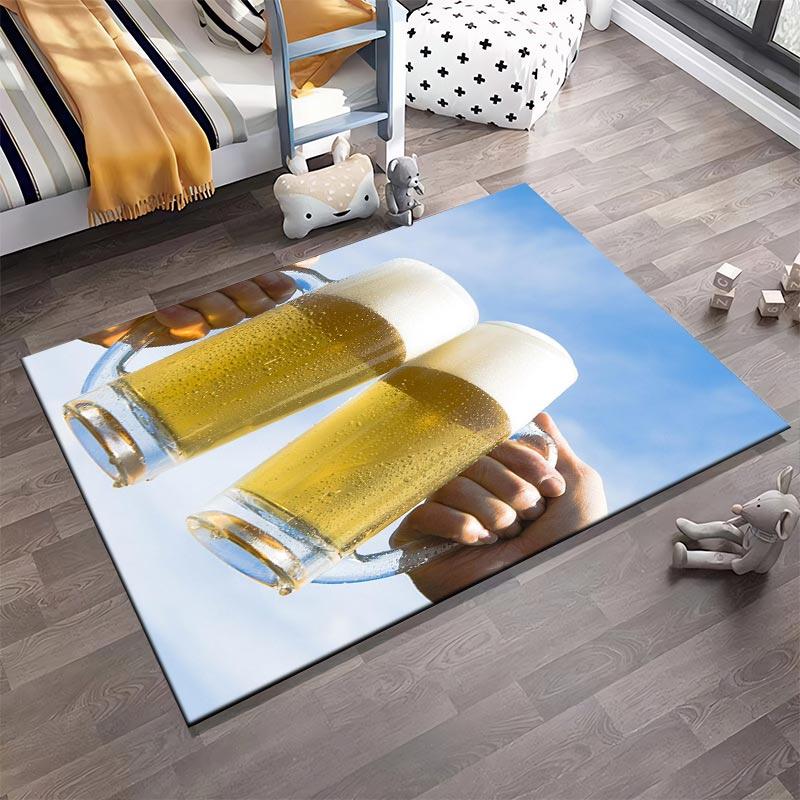Cheers Toast Beer Foam Glasses Pattern with Blue Sky Background Printed Carpet Suitable for Use As an Anti-slip1 For1room and Bedroom Sofas