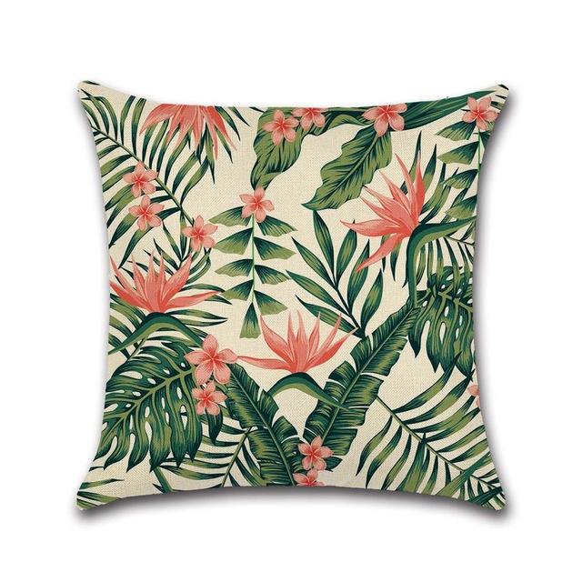 Tropical Plant Cushion Cover Green Leaves Decorative Pillowcase For Sofa Linen Throw Pillow Case Funda De Almohada Poszewka