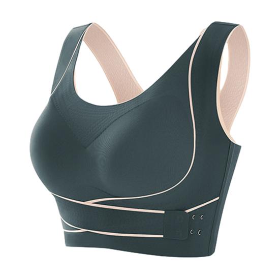 Front Cross Side Buckle Sports Bra for Women Wireless Posture Correction Bra Full Coverage Push