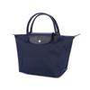 Longchamp Le Pliage Series Solid Color Short Handle Zipper Button Canvas And Leather Dumpling Tote Bag Small Women Tote Bags Navy-Blue 1621919P68