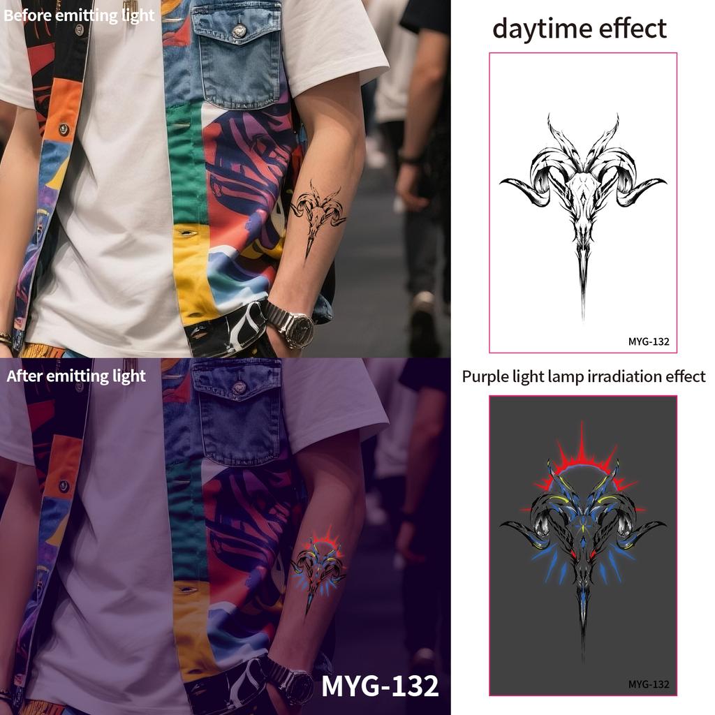 UV Reactive Water Transfer Temporary Tattoos Glow-in-the-Dark for Night Parties Sexy Style for Face Body Application Paper