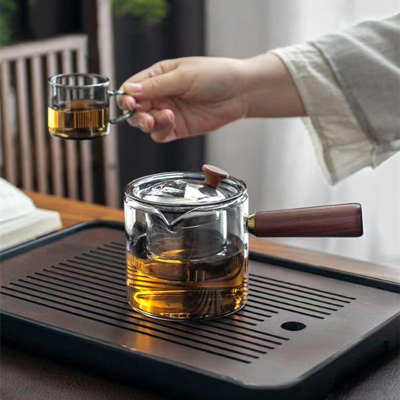 Glas-Teekanne zur Teezubereitung, Haushalts-verdickte hochtemperaturbeständige Teekanne zur Teezubereitung, Einzelkannen-Heiz-Teekanne, um den Topf herum heizen zur Teezubereitung