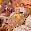 Artistic Sofa Accent Blanket Halloween DIY Coloring Blanket Color Your Own Throw with Optional Unique Craft Kits for Adults 24 Markers Washable Xmas