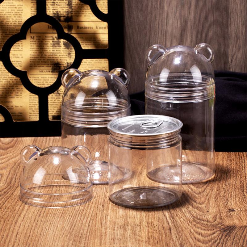1Pieces Guazi Nut Storage Box Cartoon Bear Storage Bottle Candy Food Can Snack Acrylic Can Cute Sealed Can Outdoor Tableware